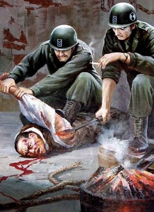 15 агитационно-провокационных плакатов из Северной Кореи, которые демонстрируют зверства американцев