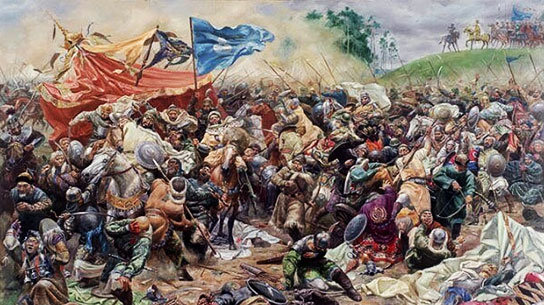 Современная иллюстрация. Сражение армий Тохтамыша и Тимура